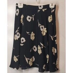 Ann Taylor Floral Midi Skirt - Navy and Cream